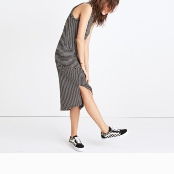 Madewell Ribbed Mockneck Midi Dress in Stripe - Picture 3 of 9
